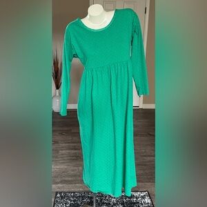 Vintage VICTORIA’S SECRET Sz Small Sleep gown Gold Label Green/Deep Red PolkaDot
